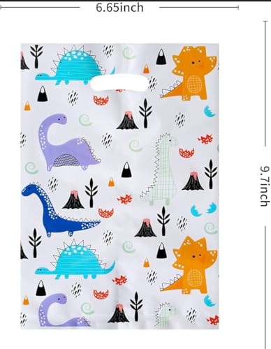 Image of VRB Dec 24pcs Foil Guddy bags, return gift bags for kids birthday, Happy Birthday Party Return Gift Bags For Boys and Girls, Colorful Gift Bags (24pcs Dinasour Theme Design)