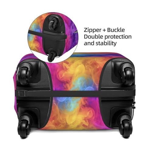 Rainbow Smoke Pattern Elastic Travel Luggage Covers Dustproof Scratch-Resistant Suitcase Protector Fit 22-24 Inch2