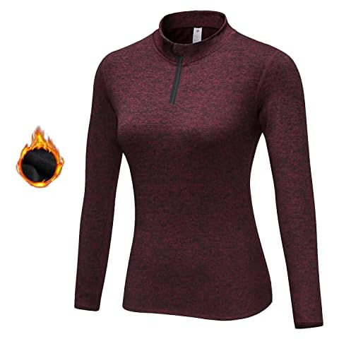 WOWENY Fleecepullover Damen 1/4 Zip Funktionsshirt Fleece warm Laufshirt Langarm Cover