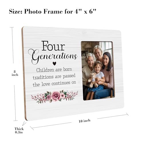 Four Generations Family Picture Frame, Gifts for Great Grandma Grandpa, Fits 4x6 Photo - Image 4