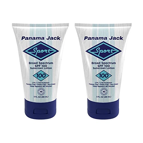Panama Jack Sport Sunscreen Lotion - SPF 100, Broad Spectrum UVA/UVB Protection, Non-Greasy, PABA, Paraben, Gluten & Cruelty Free, 3 FL OZ (Pack of 2)