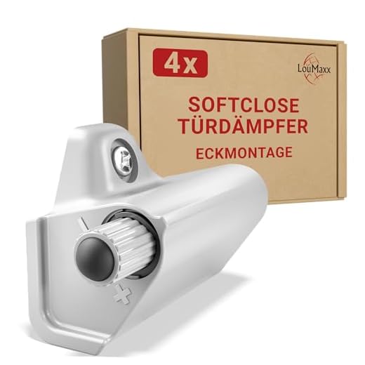 LouMaxx Softclose Türdämpfer Schrank 4er Set - Küche Nachrüsten - Graue Schranktür Dämpfer - Knallende Türen Stoppen