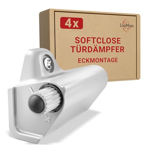 LouMaxx Softclose Türdämpfer Schrank 4er Set - Küche Nachrüsten - Graue Schranktür Dämpfer - Knallende Türen Stoppen