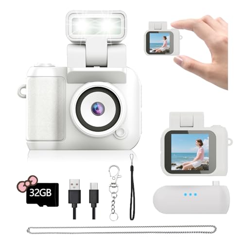 Mini Camera Keychain Mini Retro Camera Cameras Keychain Built-in 32GB Memory Card Best Choice for Travel Vlog Photography Gifts for Girl