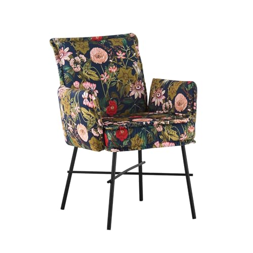 B&D home Esszimmerstuhl JÜRGEN, Schreibtischstuhl Polsterstuhl Loungesessel für Esszimmer, Wohnzimmer, Büro, Industrial modern elegant Design, Blumen Optik, 11129-PETR-1