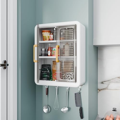 Image of RAYMOX 3-Layer Wall Cabinet with Doors, Self-Adhesive Kitchen & Bathroom Organiser (Pack of 1)
