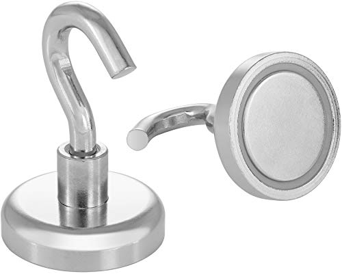 POPPSTAR 5 Pieces Magnet Hook (Clamping Force 36 kg, Diameter 32 mm) Super Strong Hook Magnets, Silver, 5 pieces (clamping force 36 kg) - Image 3