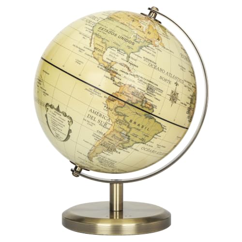 ANNOVA Antique Spanish World Globe Educational/Geographic/Modern Desktop Decoration - Stainless Steel Arc and Base - for School, Home, and Office (Antique 5.5“ Spanish)