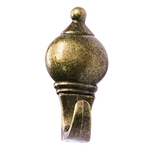 Image of 30 Pack Colonial Shape Push Pin Hooks Picture Hangers for Hanging Or Holding Down Charts,Banners,Calendars,Posters,Picture,Photo Frame,Keys (Antique Brass)