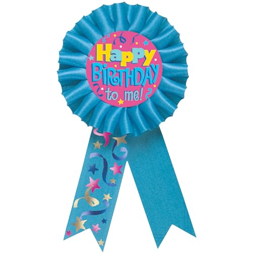 Amscan Fita de Prêmio Azul Feliz Aniversário, 14 cm