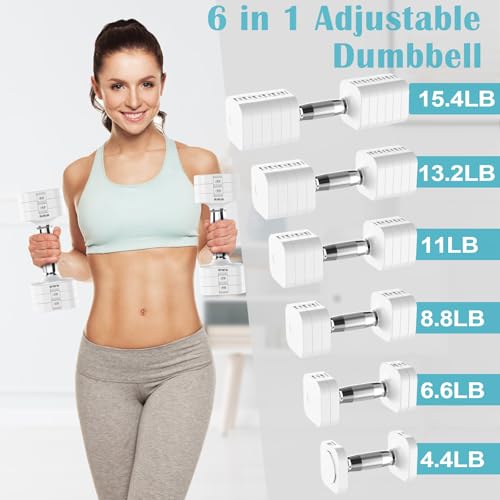 Image of Hezeyferg Adjustable Dumbbell Set,Adjustable Weight Dumbbells for Women /Men | 17.6LB /22LB /26.4LB /30.8LB for Choices, with Multiple Levels, Hand Weights Sets for Home Gym Full Body Workout