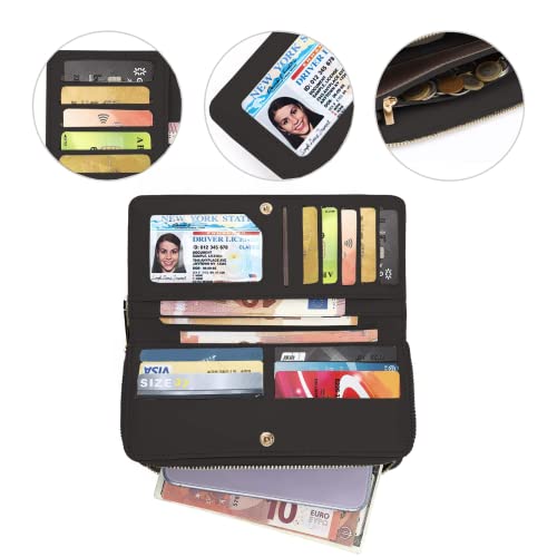 Wallets for Women,Vegan Leather Card Holder Bifold Womens Wallet,Large Capacity Wallet Women Zipper Coins Pocket with ID Window3