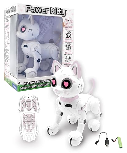 LEXIBOOK - Power Kitty® - Gato Robot con Mando a Distancia, Robot Inteligente Programable, Luz, Sonido, Blanco/Rosa - KITTY01LXB LEXIBOOK - Power Kitty® - Gato Robot con Mando a Distancia, Robot Inteligente Programable, Luz, Sonido, Blanco/Rosa - KITTY01LXB