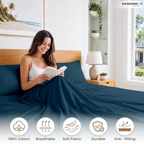 Image of SGI bedding RV Short Queen Sheet Set 60x75, 600 TC Egyptian Cotton, 4 Piece Luxury Hotel Collection, Ultra Soft & Breathable, Fits RV Mattress Camper & Trailer, 15 Inch Pocket, Teal