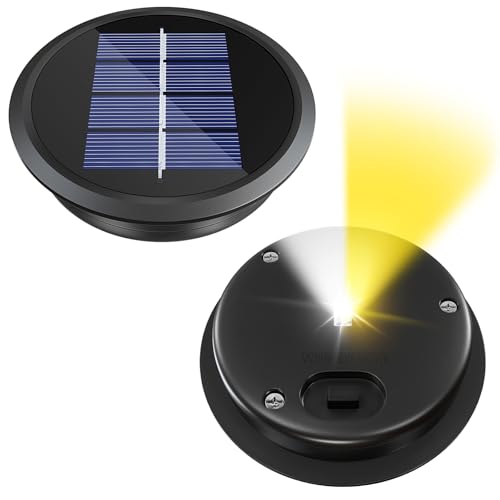 2 Pack Solar Light Replacement Top 2 Mode White and Warmwhite  Waterproof LED Replacement(Top 3.35 Inch Bottom 2.83Inch) for Outdoor Garden Pathway Yard Lights & Decor