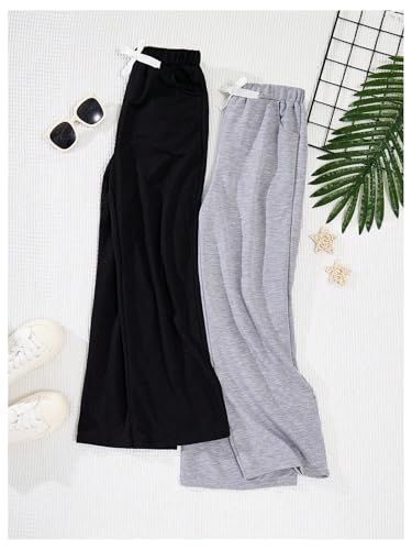 Floerns Girl's 2 Pcs Casual Drawstring Loose Sweatpants Kids Athletic Running Sweat Pants3