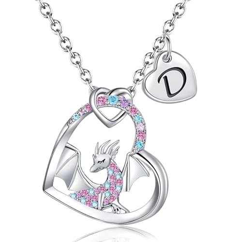 Colgante de dinosaurio arcoíris, el regalo con inicial ideal para tu hija