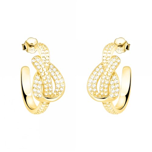 Sofia Milani - Pendientes Para Mujeres En Plata De Ley 925 - Chapados En Oro Y Con Circonitas - Pendiente Colgante De Nudo - E2787 Sofia Milani - Pendientes Para Mujeres En Plata De Ley 925 - Chapados En Oro Y Con Circonitas - Pendiente Colgante De Nudo - E2787