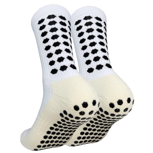 Men's Cushioned Grip Soccer Socks, Anti Slip Sports Athletic Crew Sock for Football Baseball Basketball Running2