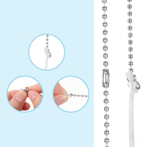 Image of 4Pcs Ceiling Fan Pull Chain Extender 1 Meter Stainless Steel Pull Chains String Extension qith Connector,3mm Beaded Ball Light Switch Chain Extender for Ceiling Fans and Light Fixtures