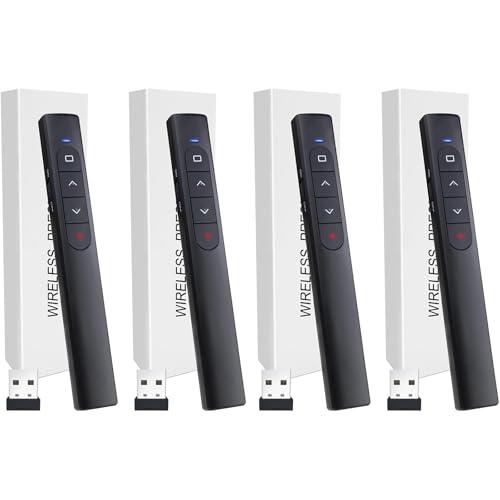 Image of （4 Units） Wireless Presenter Remote, Presentation Clicker with Hyperlink & Volume Remote Control PowerPoint Office Presentation Clicker for Keynote /PPT /Mac /PC /Laptop