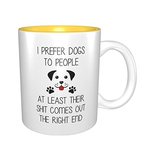 Taza de café divertida con texto en inglés "I Prefer Dogs to People Dog Mum Dog Lover", regalo de regalo para amantes de los perros, taza de café de color interior, taza de té Yellowmugs - Imagen 3