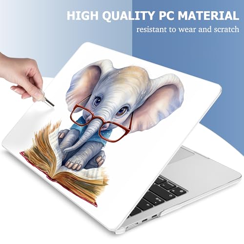 Image of Mektron Case for 2026 MacBook Air 13-inch M5 Laptop A3449 with 13.6-inch Liquid Retina Display, 2025 2024 2022 M4 /M3 /M2 MacBook Air 13 inch Hard Shell Cover, Model A3240 A3113 A2681, Cute Elephant C341