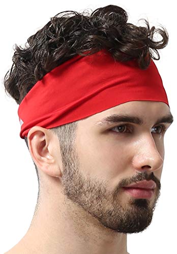 Mens Headband - Sports Running Sweat Head Bands - Athletic Sweatbands Hair Band for Workout, Basketball, Exercise, Gym, Cycling, Football, Tennis, Yoga - Performance Stretch Moisture Wicking Hairband