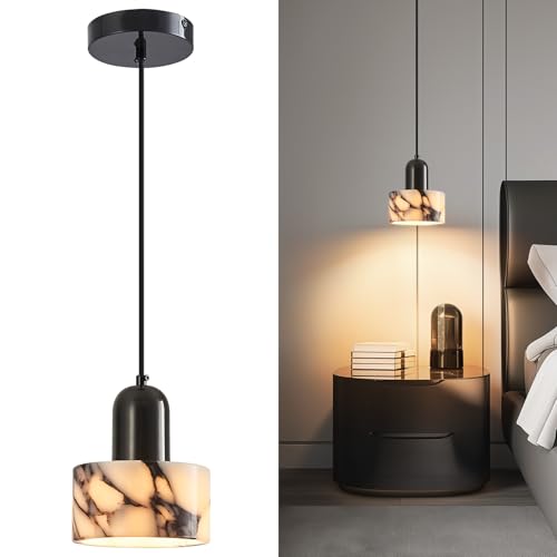 ZVXREZLD Natural Stone Pendant Lights Kitchen Island, Black Pendant Light Fixtures, Pendant...