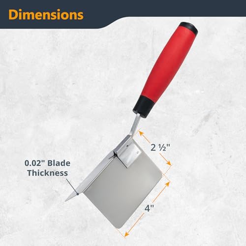Image of POWERTEC 4 inch x 2-1 /2 inch Stainless Steel Outside Corner Drywall Knife for Gyprock and Plasterboard - 1 PK (72177)