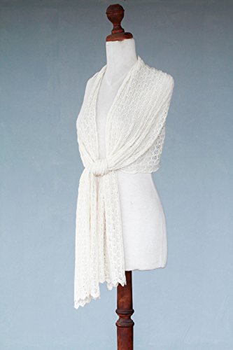 NOVICA Artisan Handmade Alpaca Blend Shawl Pure Wool from Peru White Accessories Solid [75in L x 21.75in W] 'Muse'3