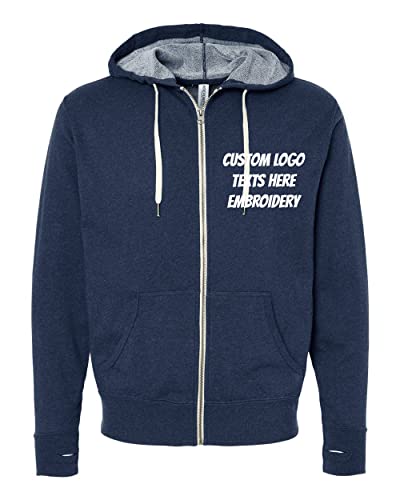 INK STITCH Unisex Prm90htz Custom Design Your Own Premium Logo Texts Embroidery Stitching Hoodie zip ups - Multicolors