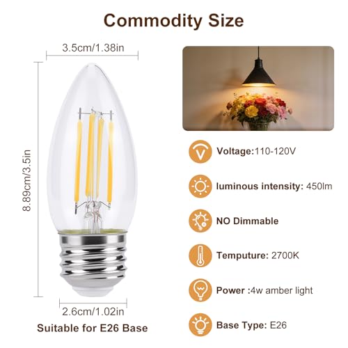 KINUR E26 led Bulb 40W Candelabra Light Bulbs,B11 LED Chandelier Bulbs,2700K Warm White De - image 3