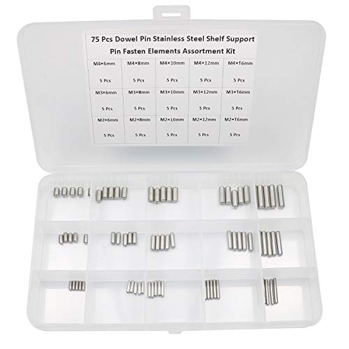 75 Pieces Dowel Pin Stainless Steel Shelf Support Pegs Pin Rod Fasten Elements Assortment Kit