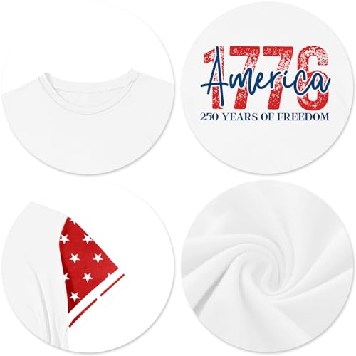 Image of CAZYCHILD Girls 4th of July USA Shirt American Flag Patriotic T-Shirt Independence Day Outfit for Kids 5-14Years