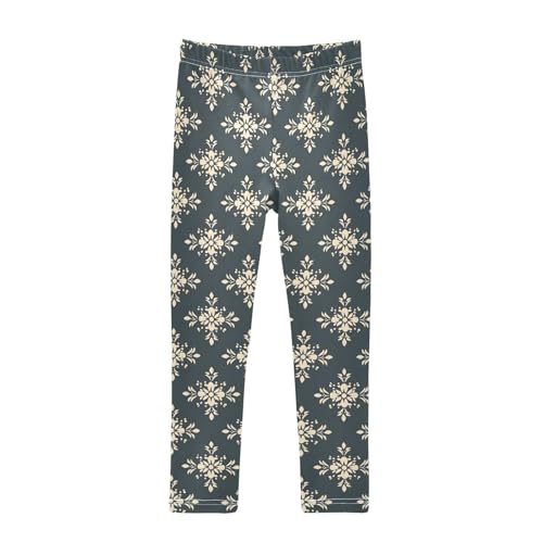 Retro Pattern Floral Prints Girls Leggings Soft Comfortable Athletic Leggings Dancing Pants for 4-10 Years