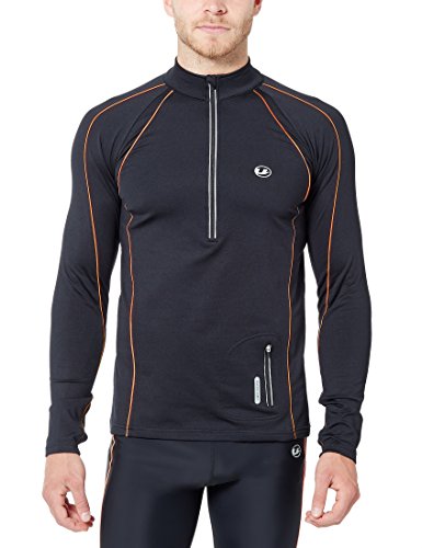 Ultrasport Jimi Camiseta de Correr, Hombre, Negro/Naranja Neón, M