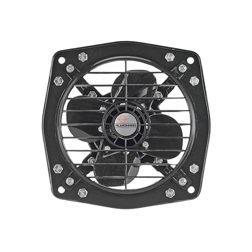 Image of Almonard 12 Inch (300mm) Reversible Exhaust Fan | 2-Way In & Out Airflow | 1350 RPM High Speed | 75W Copper Motor with Capacitor | Dual Ball Bearing | 2 Year Motor Warranty (Black)