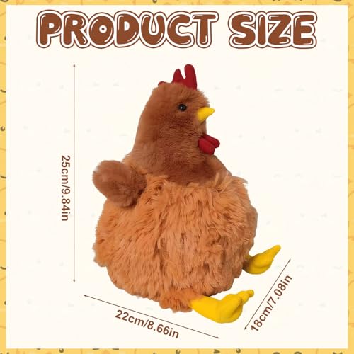 WDKXCN Huhn Kuscheltier, 26CM Huhn Plüschtier, Simuliertes Tier Hahn Kuscheltier, Super Weiche Huhn Spielzeug, Niedlichen Kuscheltiers Huhns, Plüsch Huhn Spielzeug Geschenk for Kinder und Erwachsene