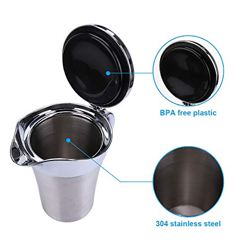 ShineMe Stainless Steel Gravy Boat Sauce Jug with Lid, Double Wall Insulated, Storage for Gravy or Cream, Used at Home & Kitchen (25oz)