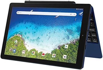 RCA Viking Pro Blue Edition 10 Inch Touchscreen 2 In 1 Tablet Laptop (Quad-Core Processor, 32G storage, Detachable Keyboard, Free Office Moblie APP, IPS Display, Android 5.0)