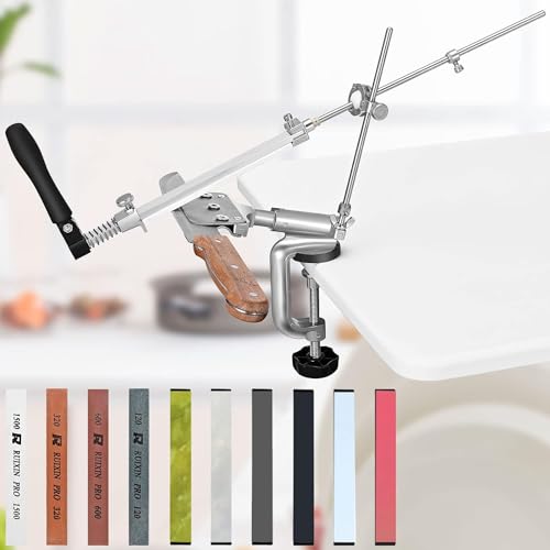 MusyVocay Professionelle manuelle Messerschärfer 10 Stück Wetzsteine, Messerschärfer mit 360° drehbarem Design für Haushaltsküche, Schleifen von Präzisionsteilen