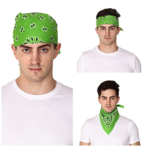 Buy 3 PIECES OF FLUORESCENT GREEN BANDANAS UNISEX BANDANAS PRINTED