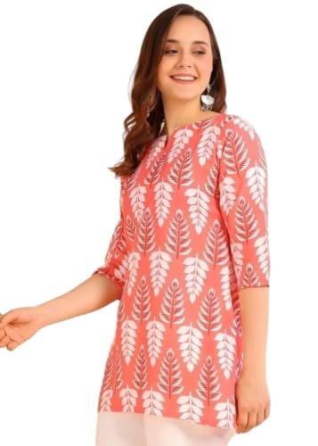 Image of Women's Short Kurti in TopsTunic Rayon Cotton Blend | Ladies Ethnic Tunic