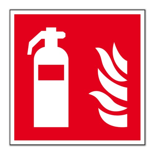 Schild Feuerlöscher PVC Premium Qualität lange nachleuchtend | 15 cm x 15cm selbstklebend | Symbolschild Quadratisch vollflächig | Qualitative Verarbeitung für lange Haltbarkeit Cover