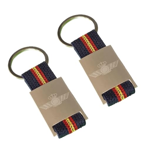 Durabol Llavero Bandera lona de España de Metal/Tela.Grabado láser.conmemorativo histórico y madrid (Ejército del Aire Azul)