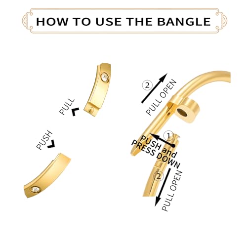 18K Gold Plated Stainless Steel Love Nail Bangle Bracelet Set Stackable Dupes Bangle Set for Love Trendy Jewelry2