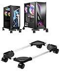 RayLove Mobile CPU Stand, Adjustable Size with 4 Caster Wheels, Ventilated Design Under Desk CPU Holder & PC Floor Cart for Gamers and Home Office, Fits Most PC Towers (Black)