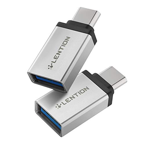 lention Adaptador USB-C a USB 3.0, Convierte Tipo C a Tipo A Compatible con MacBook Pro 13/15 (Puerto Thunderbolt 3), 2018 2019 Mac Air/iPad Pro, Surface Book 2/Go, más (2 Unidades, Plateado)