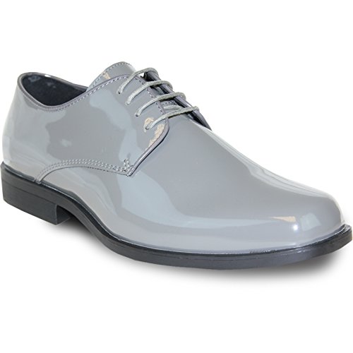 Image of VANGELO Men Dress Shoe TAB and Tux Oxford Formal Tuxedo for Prom Wedding Uniform Medium and Wide Width Black Grey Ivory White Patent